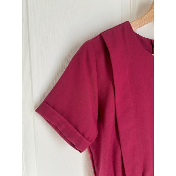 Vintage 1980's Short Sleeve Raspberry Blouse Size Small | Button Down Back Top - Picture 2 of 6